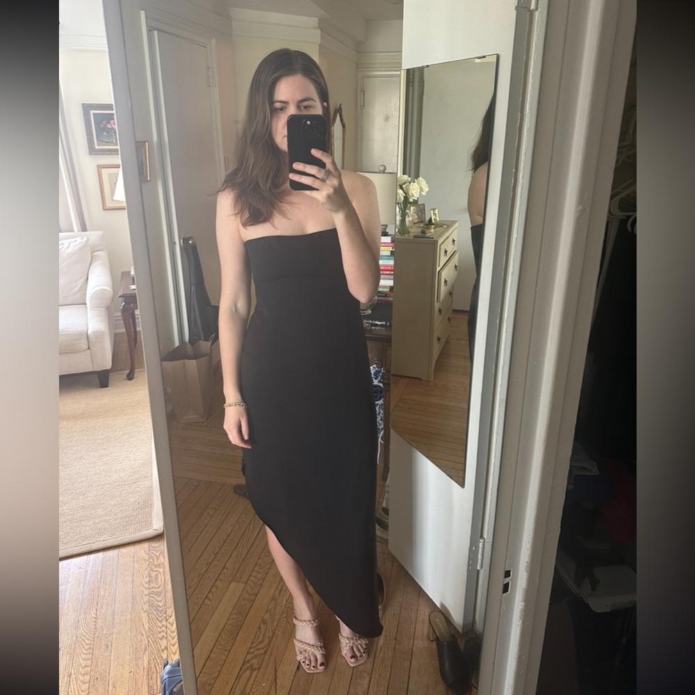 Reiss Black Asymmetrical Strapless Dress